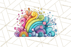 Sketchy Rainbow Doodle Clipart PNG, Whimsical Colorful Arch Product Image 3