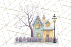 Snowy Village Clipart PNG, Cozy Winter Cottages Product Image 5