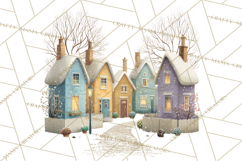 Snowy Village Clipart PNG, Cozy Winter Cottages Product Image 4