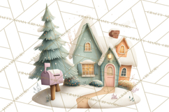 Snowy Village Clipart PNG, Cozy Winter Cottages Product Image 2