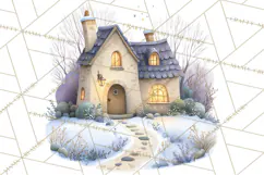 Snowy Village Clipart PNG, Cozy Winter Cottages Product Image 5