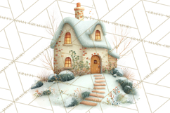 Snowy Village Clipart PNG, Cozy Winter Cottages Product Image 2