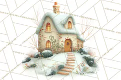 Snowy Village Clipart PNG, Cozy Winter Cottages Product Image 2