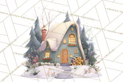 Snowy Village Clipart PNG, Cozy Winter Cottages Product Image 3