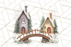 Snowy Village Clipart PNG, Cozy Winter Cottages Product Image 2
