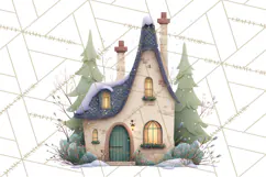Snowy Village Clipart PNG, Cozy Winter Cottages Product Image 5