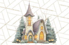 Snowy Village Clipart PNG, Cozy Winter Cottages Product Image 2