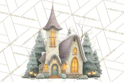 Snowy Village Clipart PNG, Cozy Winter Cottages Product Image 2