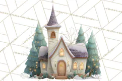 Snowy Village Clipart PNG, Cozy Winter Cottages Product Image 3