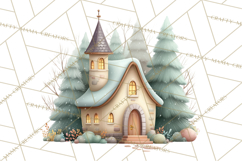 Snowy Village Clipart PNG, Cozy Winter Cottages Product Image 4