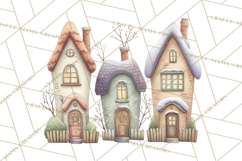 Snowy Village Clipart PNG, Cozy Winter Cottages Product Image 5