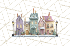 Snowy Village Clipart PNG, Cozy Winter Cottages Product Image 2