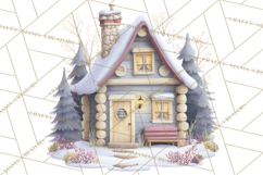 Snowy Village Clipart PNG, Cozy Winter Cottages Product Image 2