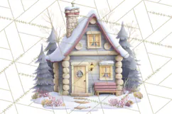 Snowy Village Clipart PNG, Cozy Winter Cottages Product Image 2