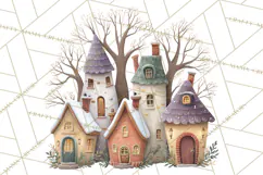 Snowy Village Clipart PNG, Cozy Winter Cottages Product Image 2