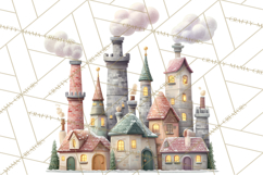 Snowy Village Clipart PNG, Cozy Winter Cottages Product Image 3