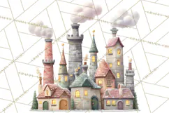 Snowy Village Clipart PNG, Cozy Winter Cottages Product Image 3
