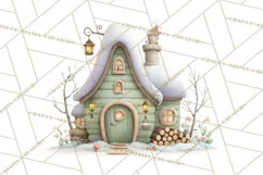 Snowy Village Clipart PNG, Cozy Winter Cottages Product Image 2