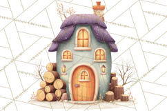 Snowy Village Clipart PNG, Cozy Winter Cottages Product Image 4