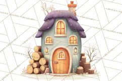 Snowy Village Clipart PNG, Cozy Winter Cottages Product Image 4