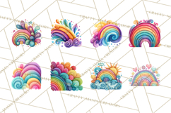 Sketchy Rainbow Doodle Clipart PNG, Whimsical Colorful Arch Product Image 2