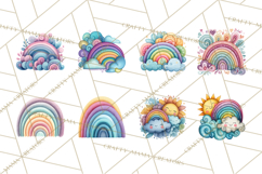 Sketchy Rainbow Doodle Clipart PNG, Whimsical Colorful Arch Product Image 4