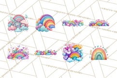 Sketchy Rainbow Doodle Clipart PNG, Whimsical Colorful Arch Product Image 6