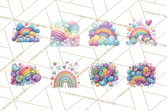 Sketchy Rainbow Doodle Clipart PNG, Whimsical Colorful Arch Product Image 8