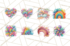 Sketchy Rainbow Doodle Clipart PNG, Whimsical Colorful Arch Product Image 9