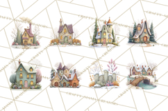 Snowy Village Clipart PNG, Cozy Winter Cottages Product Image 7