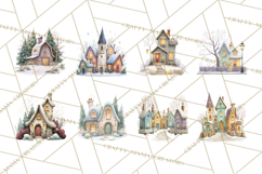Snowy Village Clipart PNG, Cozy Winter Cottages Product Image 2