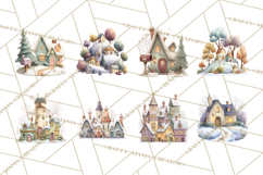 Snowy Village Clipart PNG, Cozy Winter Cottages Product Image 9