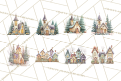 Snowy Village Clipart PNG, Cozy Winter Cottages Product Image 6