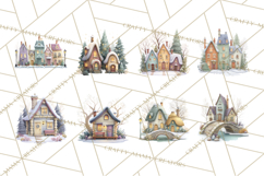 Snowy Village Clipart PNG, Cozy Winter Cottages Product Image 3