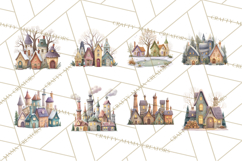 Snowy Village Clipart PNG, Cozy Winter Cottages Product Image 5