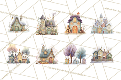 Snowy Village Clipart PNG, Cozy Winter Cottages Product Image 4