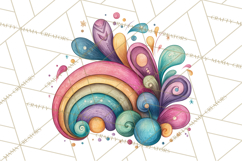 Sketchy Rainbow Doodle Clipart PNG, Whimsical Colorful Arch Product Image 2