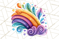Sketchy Rainbow Doodle Clipart PNG, Whimsical Colorful Arch Product Image 3