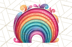 Sketchy Rainbow Doodle Clipart PNG, Whimsical Colorful Arch Product Image 5