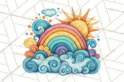 Sketchy Rainbow Doodle Clipart PNG, Whimsical Colorful Arch Product Image 4