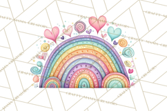 Sketchy Rainbow Doodle Clipart PNG, Whimsical Colorful Arch Product Image 5