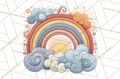 Sketchy Rainbow Doodle Clipart PNG, Whimsical Colorful Arch Product Image 2