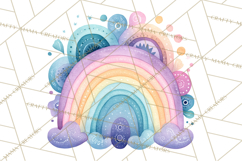 Sketchy Rainbow Doodle Clipart PNG, Whimsical Colorful Arch Product Image 5