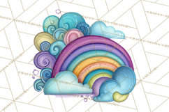 Sketchy Rainbow Doodle Clipart PNG, Whimsical Colorful Arch Product Image 3
