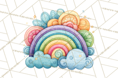 Sketchy Rainbow Doodle Clipart PNG, Whimsical Colorful Arch Product Image 4