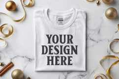 Gildan 64000 White Folded Christmas Flat Lay T-shirt Product Image 1