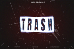 Glowing Trash Text Effect Neon Typography Design Product Image 1