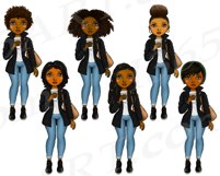 Fall Casual Wear Autumn Girls Natural Hair Planner Clipart Product Image 3