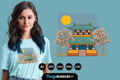 Pagoda Illustrations for T-Shirt Design Product Image 1