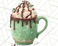 Christmas Hot Cocoa Mug Clipart PNG, Holiday Cup Art Product Image 5